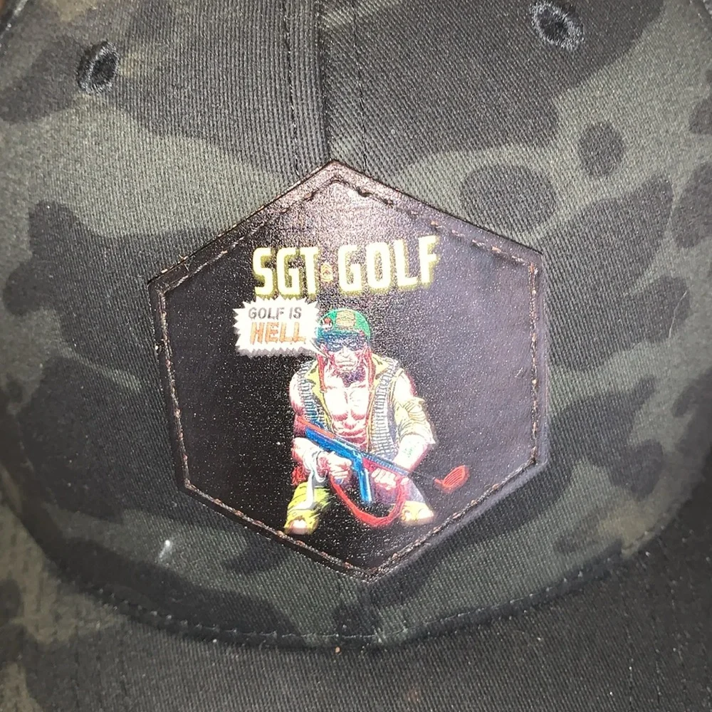 New with Tags Yupoong Sgt Golf Golf is Hell mulitcam Hat size L/XL. Very nice.